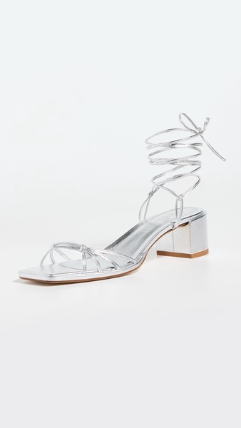 Serafina Laminated Nappa Leather Silver Sandals