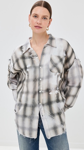 Shredded Seam Drop Neck Shirt