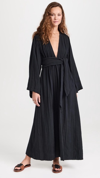 Blair Long Sleeve Deep-V Maxi Dress