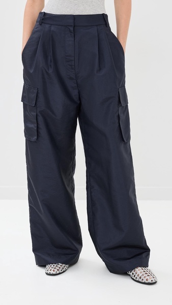 Crispy Nylon Stella Pleated Cargo Pants