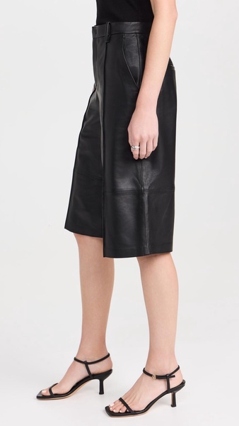 Mid Rise Leather Long Shorts