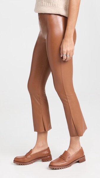 Faux Leather Cropped Flare Pants