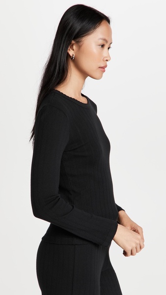 Pointelle Slim Fit Long Sleeve Top