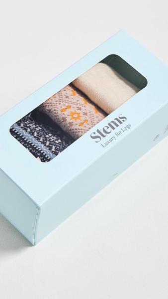 Snowflake Cashmere Socks Gift Box of Three