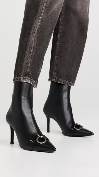 Skinny Ankle Heeled Boots with Ring