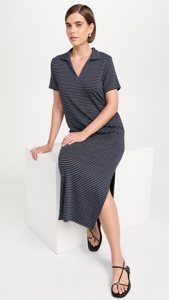 The Knit Stripe Midi Polo Dress