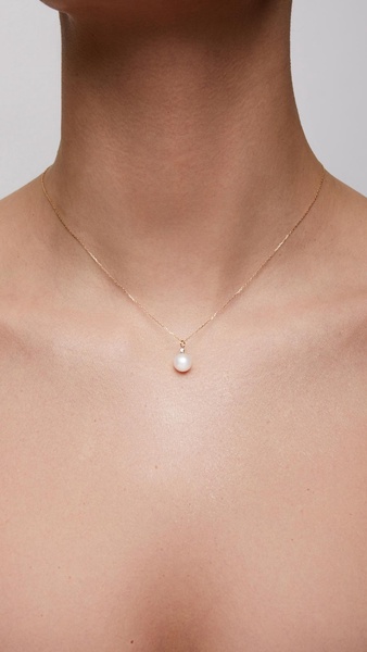 14K   Pearl and Diamond Dot Necklace