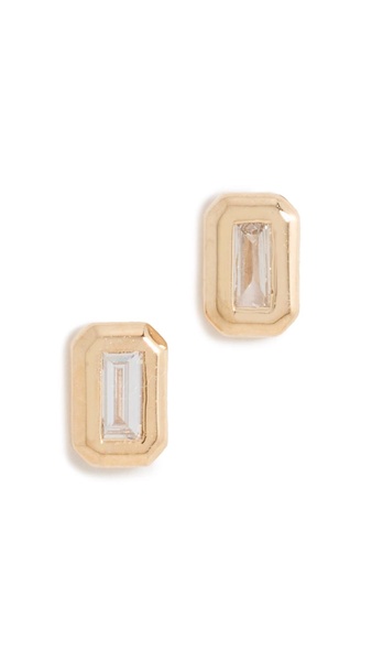 14k Baguette Diamond Studs