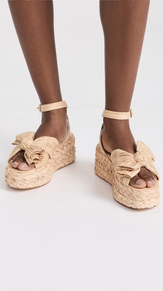 Gaby Pleated Bow Bow Braided Espadrilles