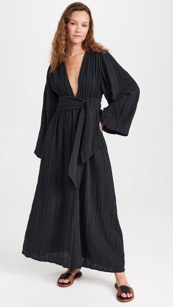 Blair Long Sleeve Deep-V Maxi Dress