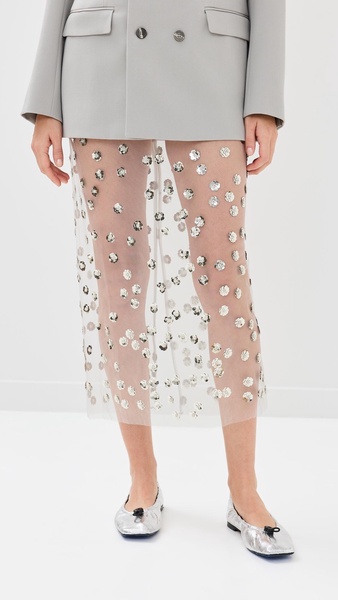 Gus Skirt Sequin Blossom Tulle Clear