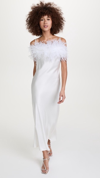 Boheme Slip Dress with Feathers