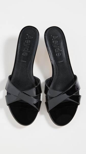 Stina Patent Calf Leather Black Sandals