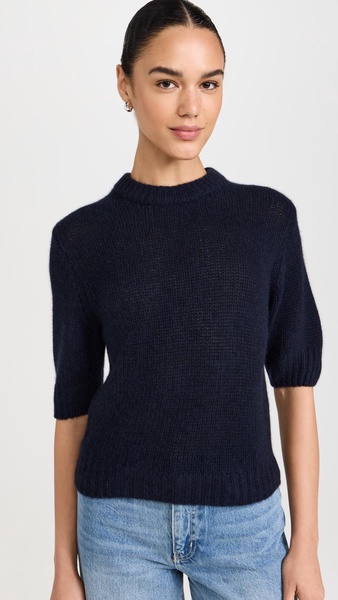 Cashmere Featherweight Puff Sleeve Crew Sweater