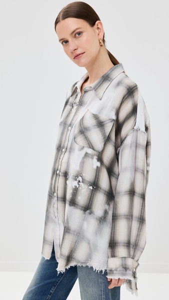 Shredded Seam Drop Neck Shirt