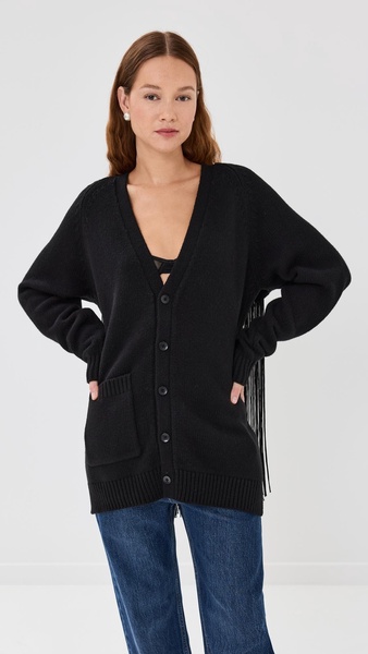 Fringed Half Cardigan Soft Sweater