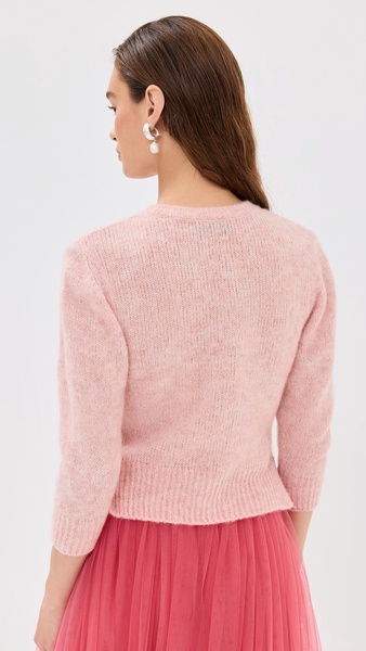 Cropped V Neck Alpaca Knit Sweater