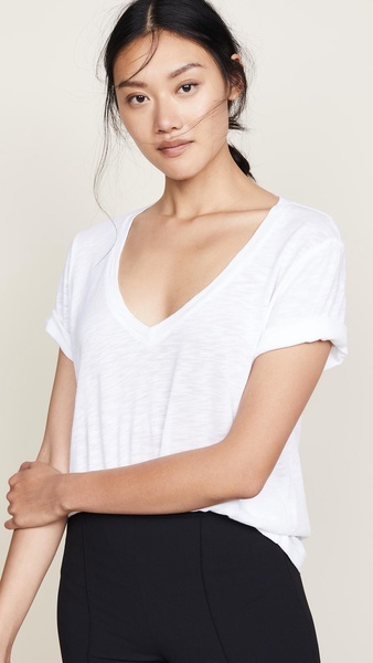 Cotton Modal Slub V Tee