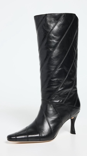 Steph Black Creased Leather Boots