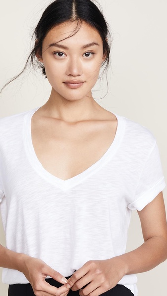 Cotton Modal Slub V Tee