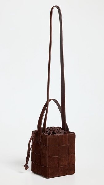 Laith Wide Woven Top Handle Bucket Bag