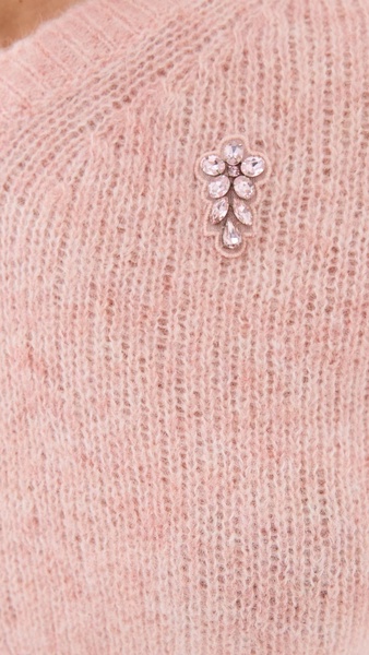 Cropped V Neck Alpaca Knit Sweater