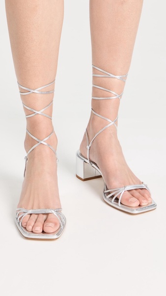 Serafina Laminated Nappa Leather Silver Sandals