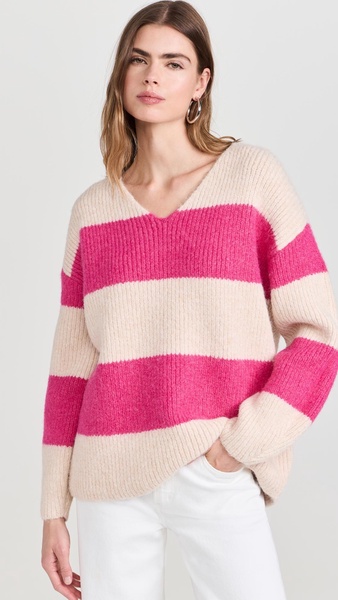 Fuzzy Striped Oversized Sweater