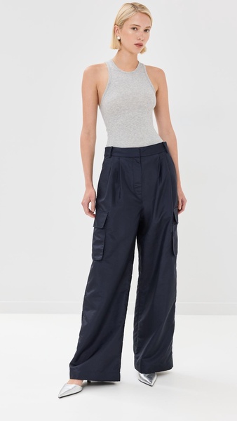 Crispy Nylon Stella Pleated Cargo Pants