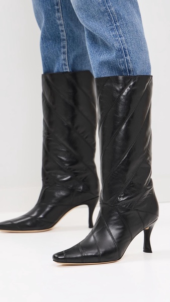 Steph Black Creased Leather Boots