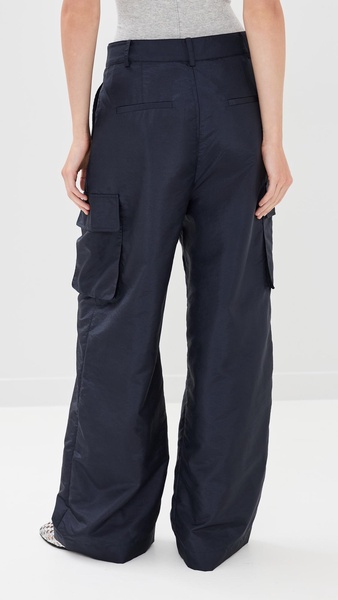 Crispy Nylon Stella Pleated Cargo Pants