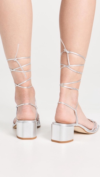 Serafina Laminated Nappa Leather Silver Sandals