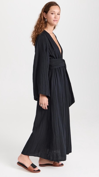 Blair Long Sleeve Deep-V Maxi Dress