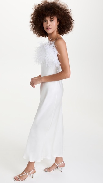 Boheme Slip Dress with Feathers