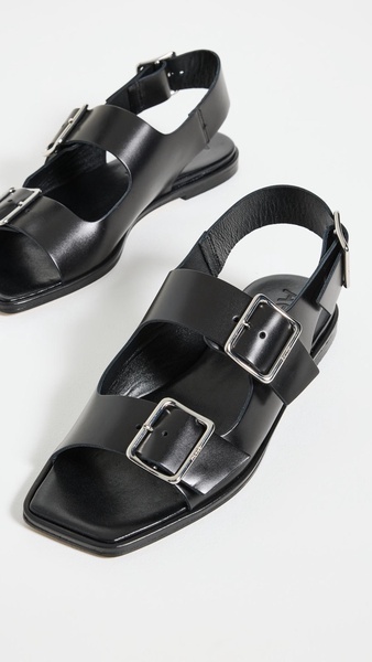 Tekla Calf Leather Black Sandals