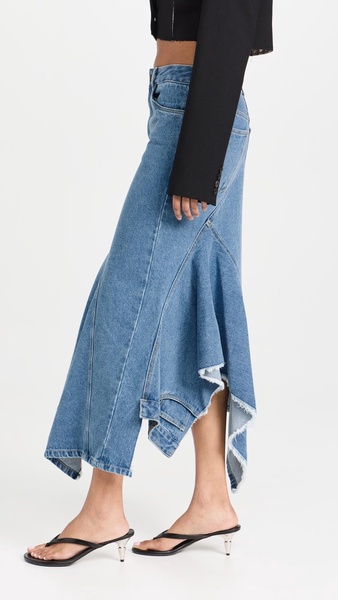 Deconstructed Cascade Denim Skirt