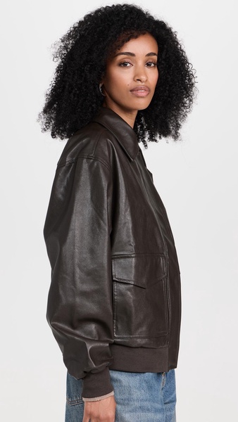 Bomber Jacket with Removable Shearling Collar