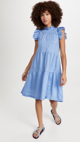 Tier Waverly Flutter Sleeve Dress