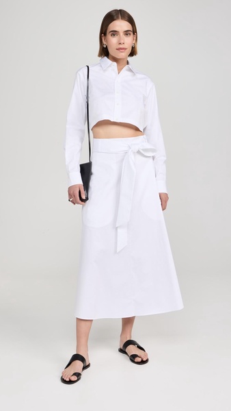 Eco Poplin Back Wrap Skirt