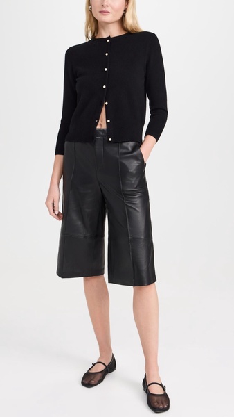 Mid Rise Leather Long Shorts