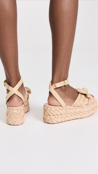 Gaby Pleated Bow Bow Braided Espadrilles