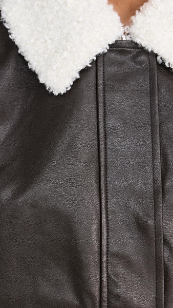 Bomber Jacket with Removable Shearling Collar