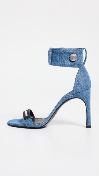 Denim Waistband Strap Logo Sandals