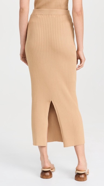 Ribbed Slit Maxi Skirt