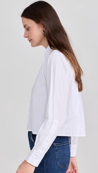 Fino Boxy Cropped Tuxedo Button Down Top