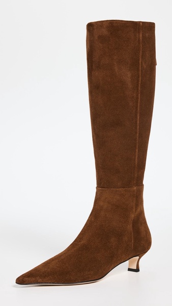 Zazie Cow Suede Leather Brown Boots