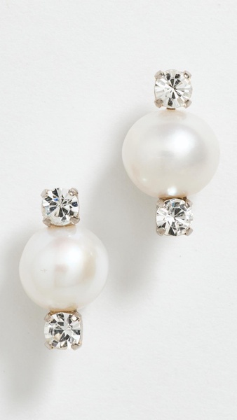 Mini Pearl and Double Crystal Earrings