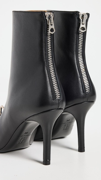 Skinny Ankle Heeled Boots with Ring