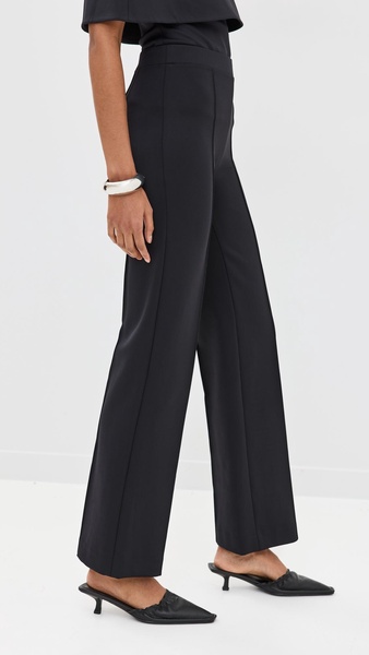 Pintuck Fitted Straight Pull-On Pants