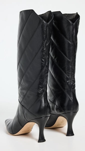 Steph Black Creased Leather Boots